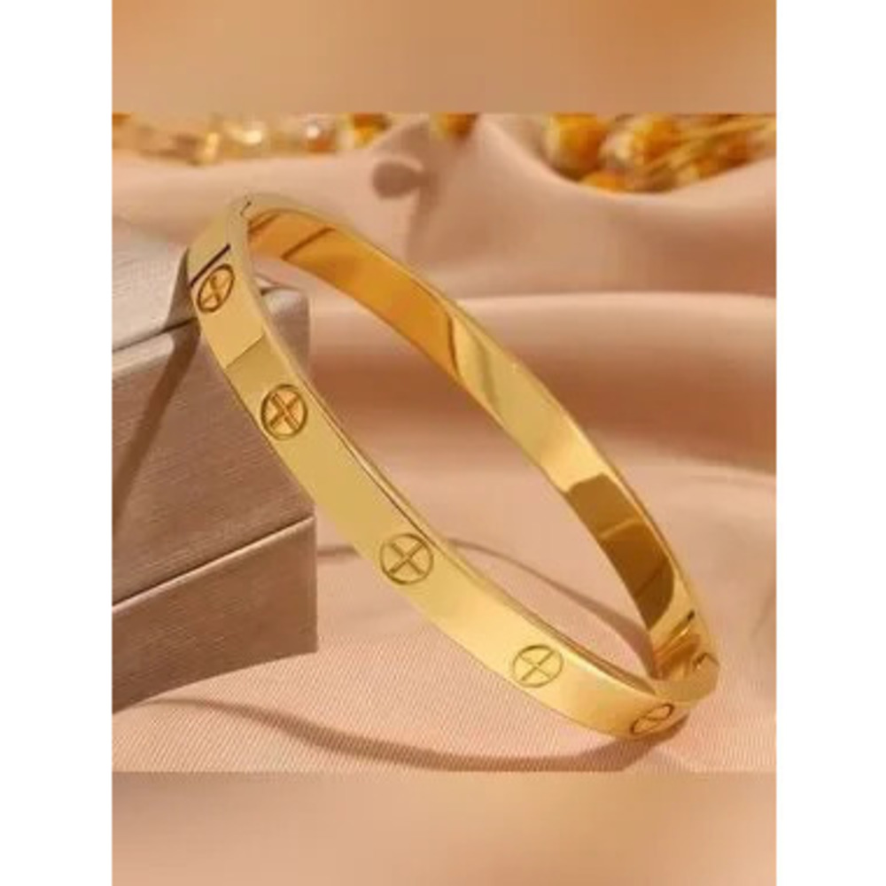 18K Gold Plated Screw Cross Design Bracelet Dainty